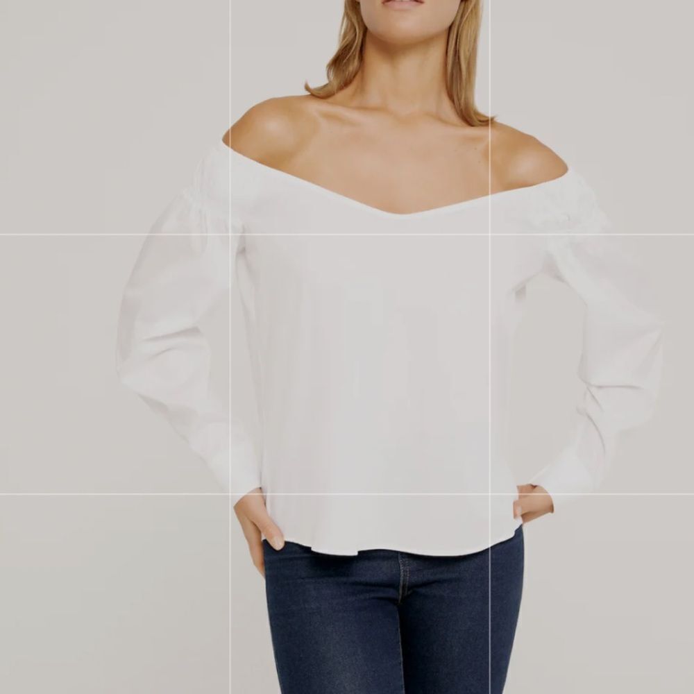 Harshman White Cotton Off The Shoulder Top(Size Large)
